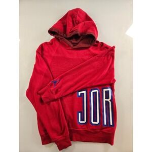 Jordan Mens Red Split Spellout Jumpman Pullover Hoodie Size S